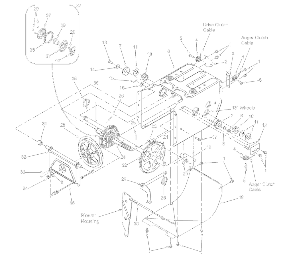 Frame Assembly Diagram and Parts List for 31B-611D352 2000 Yard Machines Snow Blower
